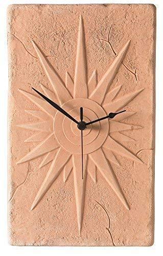 OROLOGIO A PARETE IN TERRACOTTA FATTO A MANO; ALTEZZA CM. 37, LARGHEZZA CM. 23, PROFONDITA’ CM. 3,5 (COMPRESO DI MECCANISMO) MADE IN ITALY