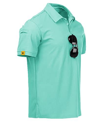 JACKETOWN Polo Shirt Uomo Manica Corta Asciugatura Rapida Traspirante Tennis Polo Shirt Camicie Polo Estate per Uomo Button Front T-Shirts Sport Shirt Basic Regular Fit Golf