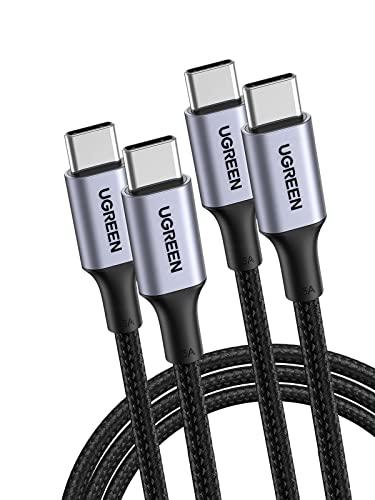 UGREEN 100W Cavo USB C 2Pack, Cable Type C in Nylon, Compatibile con MacBook iPad Pro Air M2, ASUS, Acer, HP, iPhone 17 Pro Max Air/16/15 Plus Pro Max, Galaxy S26 Ultra S25, Pixel 10 9. 2M