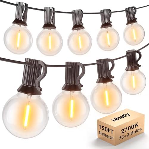 Miootly Catena Luminosa Esterno, 45M Luci da Esterno 2700k 75+2 LED G40 Lampadine, Bianco Caldo Catena Luci Esterno e Interno per Giardino Natale Terrazzo, Matrimonio