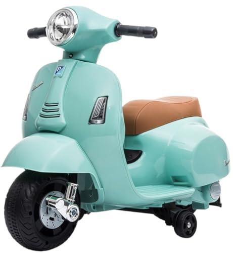 Piaggio Mini Vespa Elettrica per bambini 6V con acceleratore a pedale, luci e suoni integrati, Fari e Clacson, per Bimbi da 18-36 mesi (Bianco) (Verde)