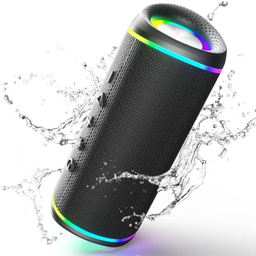 RIENOK Cassa Bluetooth Potente Portatile 30W Impermeabile Speaker Bluetooth 5.3, Chiamata in Vivavoce, Vero Stereo Senza Fili, Luce LED, Supporta TF & AUX, Ricaricabile Tipo-C
