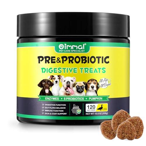 Probiotici per Cani - Probiotici per Cani per la Salute Intestinale e la Digestione, Tutte le età e Razze, 120 Masticativi Probiotici, Gusto Anatra