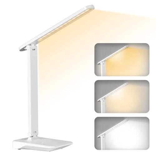 Diboniur Lampada da Scrivania LED, Senza Fili e 2400mAh Batteria, 3 Modalità Temperatura & Luminosità Regolabili 15 al 100%, Pieghevole, Tocca Controllo, Protezione per Gli Occhi, per Comodino Ufficio