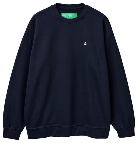 United Colors of Benetton Maglia G/C M/L 342ZU1093 Felpa Senza Cappuccio, Blu, XL Uomo