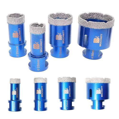 Punta per Trapano Diamantata Set - BRSCHNITT 20/25/35/50mm Fresa Diamantata M14 Filo per Porcellana Granito Piastrella Marmo Taglio a Secco