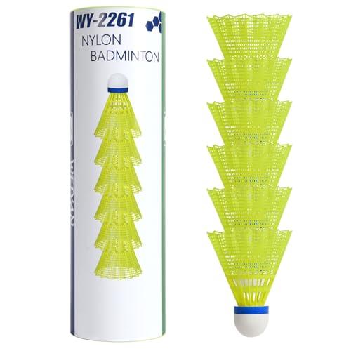 Flintronic Volani da Badminton, 6 Pezzi Volani di Speedbadminton, Palline da Badminton, Volani da Badminton in Nylon per Allenamento e Competizione, Interni & Esterni Sport