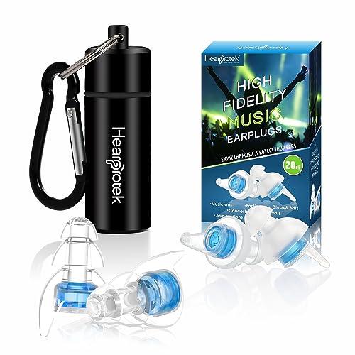 Hearprotek Tappi per le orecchie da concerto ad alta fedeltà, 20db riduzione del rumore tappi auricolari per musicisti, DJ, batteristi, percussioni (Blu)