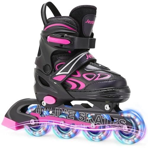 Pattini in Linea Bambina, pattini a rotelle regolabili per bambini ragazzi ragazze con ruote di illuminazione, pattini regolabili per principianti bambini (M (EU 32-36))