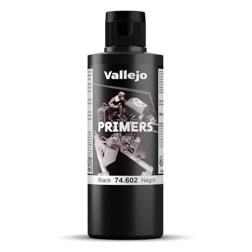 Vallejo Primer Superficiale Nero 200 Ml, Imprimazione Acrilica per Aerografo, Finitura Opaca, Asciugatura Rapida, Alta Adesione per Figure e Maquettes