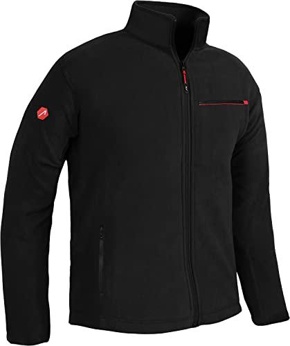 ACE Giacca in pile - giacca calda da uomo per l'outdoor - giacca da uomo senza cappuccio - zip e tre tasche - Nero - XXL