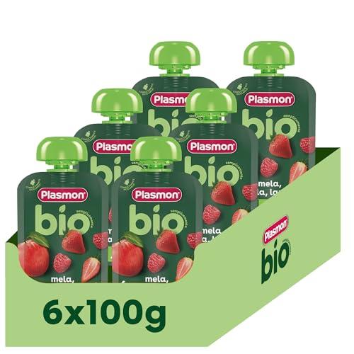 Plasmon BIO Pouch Mela Fragola Lampone 100g (6 Pezzi)