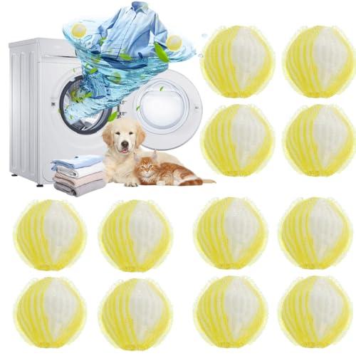 12 Pezzi Acchiappa Peli per Lavatrice,Sfera Cattura Peli Lavatrice Riutilizzabile - Rimuovi Efficacemente Peli di Animali,Capelli e Lanugine dal Bucato,Delicato sui Tessuti