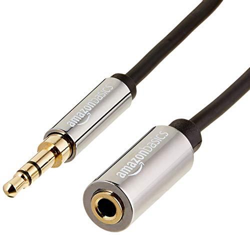 Amazon Basics Cavo prolunga audio stereo Ausiliario maschio/femmina, 3,5 mm, 3.6 m, Nero