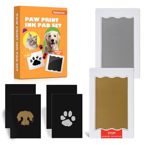 Nabance 2pcs Kit Impronta Cane Per Cani In Oro e Argento, Include 4 Fogli Di Carta da Stampa Nera Sicuro e Non Tossico Impronta Zampa Cane Regali Per Gli Amanti Degli Animali