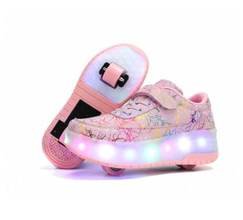 HUSKSWARE Pattini a rotelle, per Ragazzi e Ragazze, con 4 Ruote, Regolabili, con Ruote, Colore Nero, Bianco, 28-40 EU, 668 Rosa 2 Ruote, 34 EU