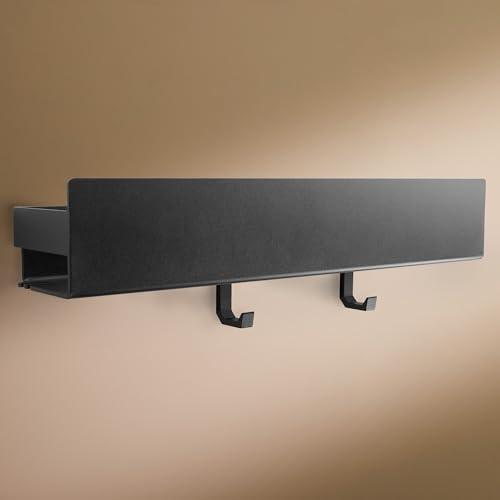 Design Amburgo Mensola doccia senza foratura I Porta sapone per doccia | Mensole Bagno I Portasapone doccia I Mensola Adesiva da Parete I 2 Ganci | Mensola bagno nero 42 cm