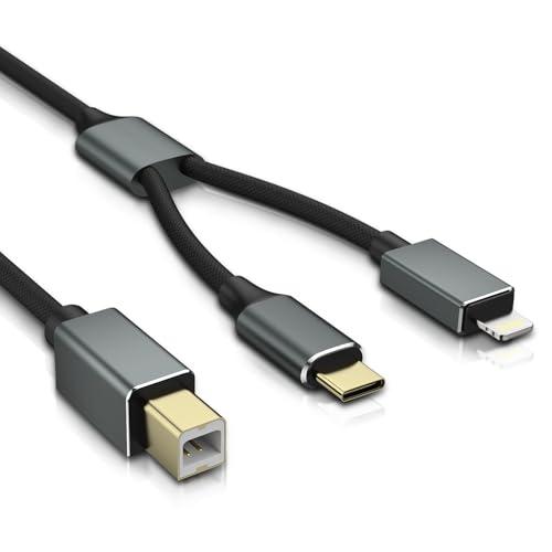 OTraki 2 in 1 Cavo MIDI USB B per Strumenti 4.9FT, Cavo USB Stampante Cavo OTG compatibile con Iphone/Windows per Piano Digitale, Tastiera MIDI, Interfaccia Audio, Microfono USB e altro