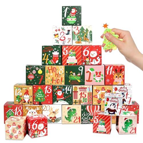 POPOYU Calendario Avvento Fai Da Te Scatoline Cartone,Calendario Dell'Avvento Vuoto da Riempire,Calendario di Natale con 24 Scatoline Adesivi,Calendario Avvento per Scatoline Regalo Decorazioni Casa