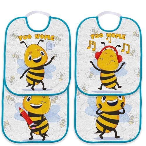 Set 4 Bavetta Bavaglino Asilo con elastico personalizzato con nome del bambino