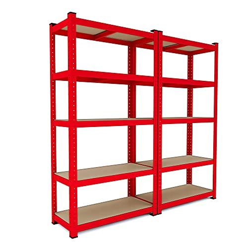 2 Scaffali In Metallo E MDF Scaffale Ad Alta Portata Fino a 875 kg Con 5 Ripiani Regolabili Ideale Per Garage Officina Cantina Capannone Magazzino Design Modulare 180 x 90 x 40 cm