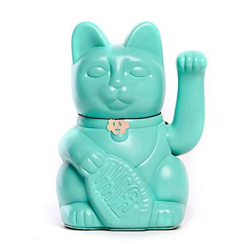 Gatto Fortunato Cinese. Gatto portofortuno. Lucky cat. Maneki Neko TURCHESE, L (12x9x18cm)