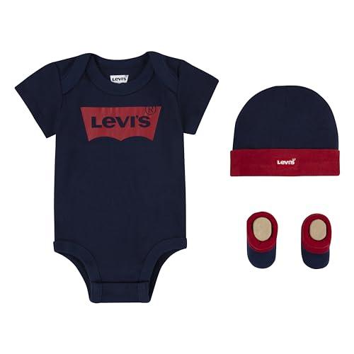 Levi's Classic Batwing Infant Hat Bodysuit Bootie Set 3Pc, Tutina per bambino e neonato Unisex - Bimbi 0-24, Blu (Dress Blues), 0-6 mesi