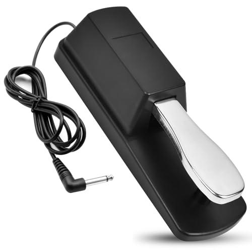 Pedale Sustain universale per tastiera pianoforte, pedale Sustain, adatto per sintesizzatore tastiera MIDI/pianoforte elettronico con cavo da 1,5 m e interruttore di polarità, compatibile con jack da