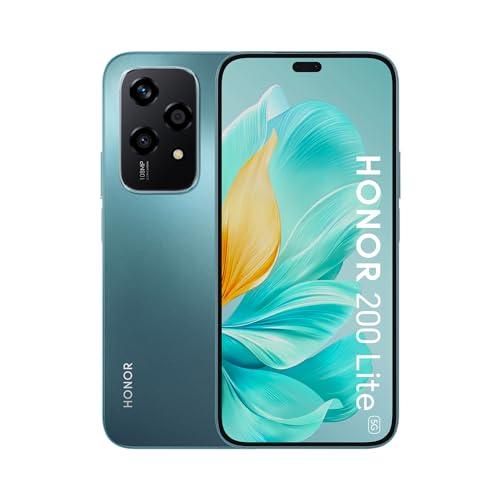 HONOR 200 Lite, Smartphone 5G, 8 GB + 256 GB, schermo AMOLED anti-caduta 6,7 pollici, tripla fotocamera posteriore da 108 MP, fotocamera frontale da 50 MP, doppia SIM, Android 14, ciano