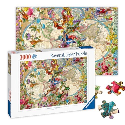 Ravensburger - Puzzle Mappamondo Flora e Fauna, 3000 Pezzi, Idea Regalo, per Lei o Lui, Puzzle Adulti