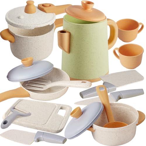 HYAKIDS Set Giocattoli da Cucina per Bambini con Pentole e Padelle, Accessori Cucina Bambina, Chef Giochi di Ruolo 3+ Anni