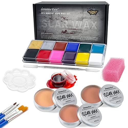 immetee Kit di trucco SFX, trucco di Halloween di pittura del corpo del viso di effetto speciale, sangue finto halloween, trucchi halloween(nuovo kit trucco halloween)
