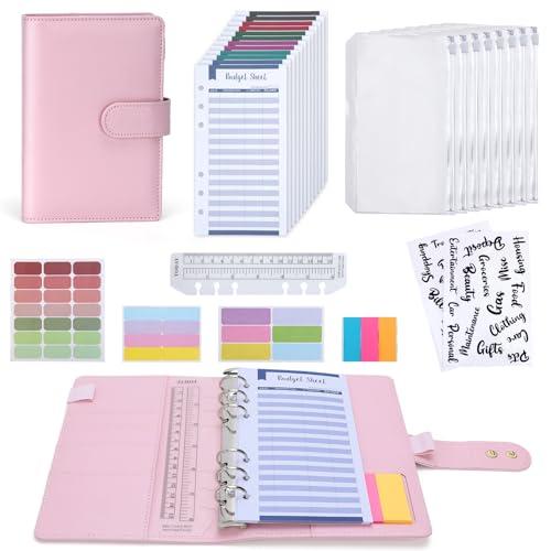 Euqvunn Money Binder, Quaderno Risparmio Soldi A6 con Bustine per Contanti, Chiusure Regolabili Budget Planner, Budget Binder per Organizzatore di Soldi, Portafoglio A6 per Cash Stuffing