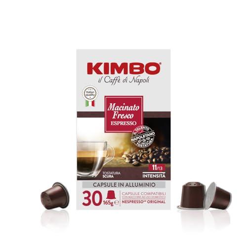 Kimbo, Macinato Fresco, 30 Capsule Caffè in Alluminio Compatibili Nespresso®* Original®*, Miscela Forte e Corposa, Intensità 11/13, Tostatura Scura, 1 Pack da 30 Capsule