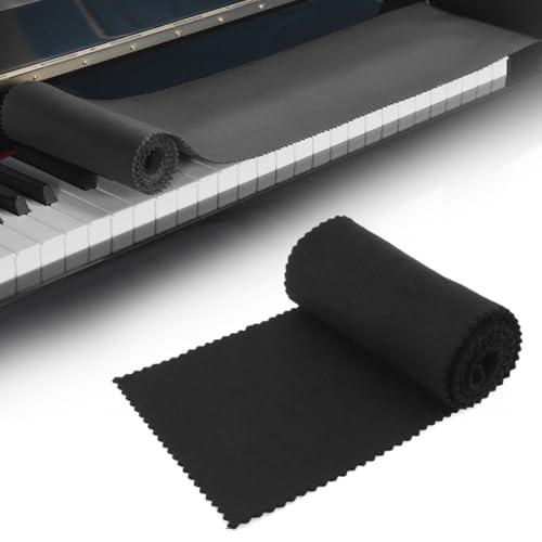 JRYXDS Tastiera Piano Copritastiera Pianoforte Panno Soft Piano Keys Cover Protettiva Cover Pulizia Del Pianoforte O Della Tastiera 125 X 15 Cm Nero