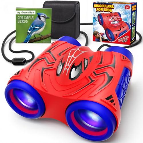Binocolo Bambini con Bussola e Guida Uccelli, Spider Binocoli Regalo Bambino Gioco Bimbo 3 4 5 6 7 8 9 Giochi Bambini Giocattoli Bambino 3-12 Anni Maschio Educativo Esterno Natale Compleanno Regalos