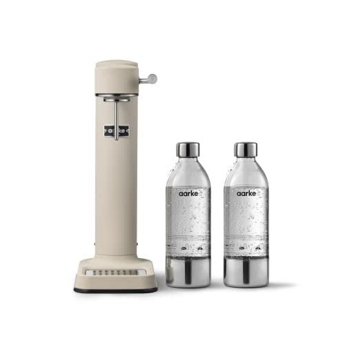 Aarke Carbonator 3, Gasatore D’Acqua Per Trasformare L’Acqua In Acqua Frizzante, 2 x Bottiglie (800ml), Finitura Sand
