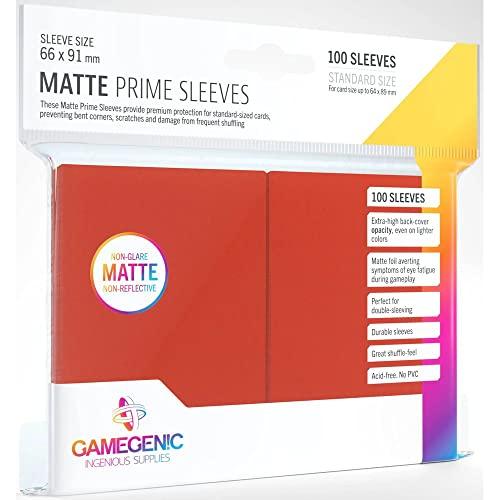 Gamegenic GGS11027ML Matte Prime Sleeves in Plastica, (100-Pack), Red