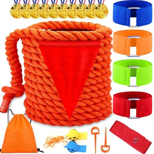 Lubibi Gioco di Corda per Tiro alla Fune, 6M, Kit di Giochi all'aperto per Bambini e Adulti, Tug of War, Medaglie per Giochi di Compleanno e Feste