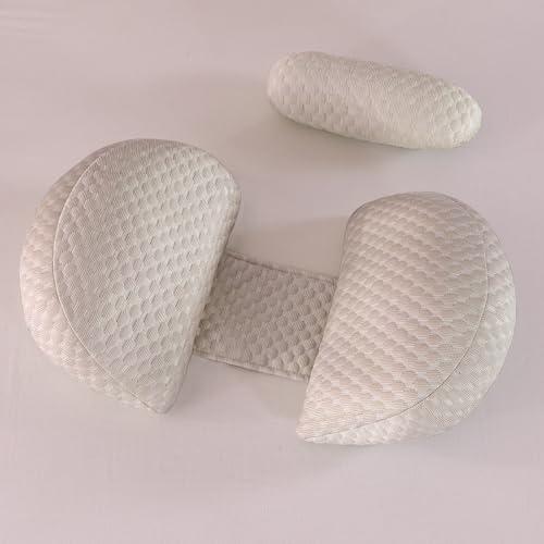 Cuscino Gravidanza per Dormire, Cuscino allattamento e Gravidanza con Fodera Raffreddamento Bambù Morbida Setosa, Cuscino Supporto Comfort Regolabile per Tutto Il Corpo e Maternità(Cachi & Piccolo)