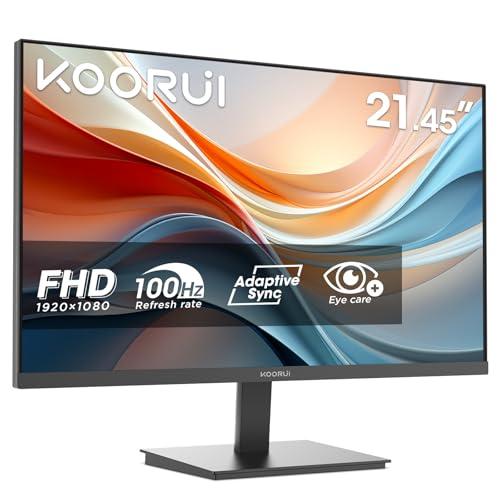 KOORUI E2212F Monitor PC 21.45 pollici, Full HD VA 100HZ, 5ms, 1920x1080, Schermo PC HDMI1.4 e VGA, VESA 100x100 mm, Inclinazione Regolabile, Pannello ultra Sottile