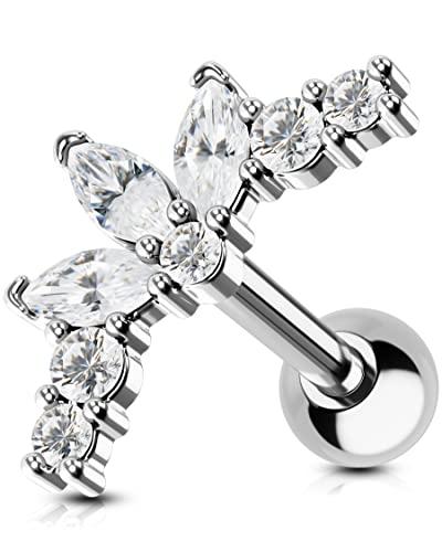 OUFER 16G Argento Orecchino Cartilagine Helix Piercings Studs Acciaio Chirurgico CZ Conch Jewelry Elica Cartilage Earring Tragus Trago Ear Upper Lobe