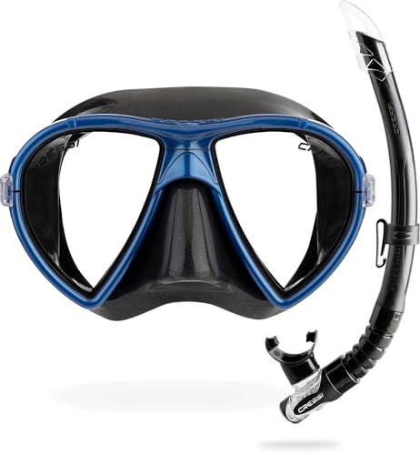 Cressi Ocean + Gamma Combo Black/Blue - Combo Set Maschera Ocean+Snorkel Gamma per Immersioni e Snorkeling, Nero/Blu, Taglia Unica, Adulti