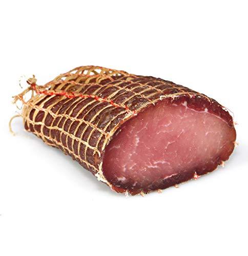 GUSTOS - Speck di Fesa, Speck Aromatico e Pregiato, Poco Grasso, leggermente Affumicato e Speziato, 400 gr, Prodotto Locale dell'Alto Adige