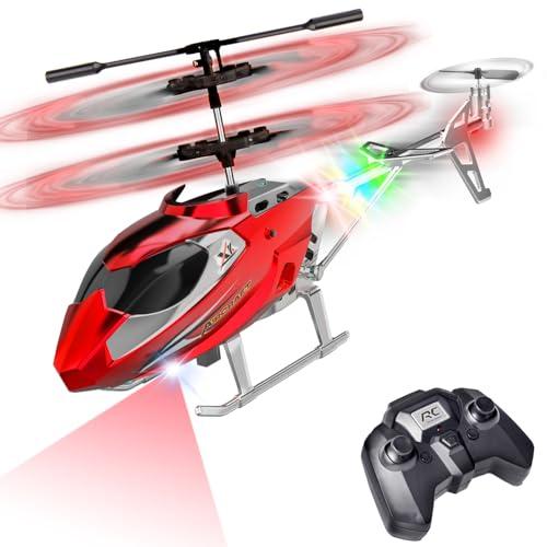 TERRAMUS Elicottero RC 2.4G Elicottero telecomandato con luce LED, altezza fissa, decollo con un solo tasto, 3,5 canali, aerei RC per interni festival per ragazzi ragazze adulti