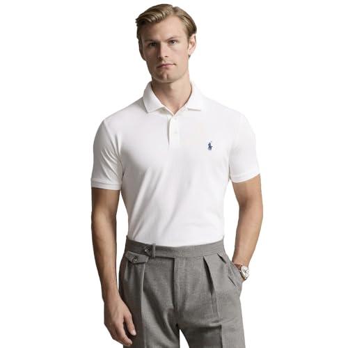 Ralph Lauren Polo in piquet elasticizzato, vestibilità aderente, bianco, XXL