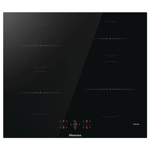 Hisense HIO6401BSC Piano cottura a induzione, Vetroceramica, 4 zone di cottura, Funzione Power Boost, Timer di cottura, Nero, 595 × 58 × 520 mm