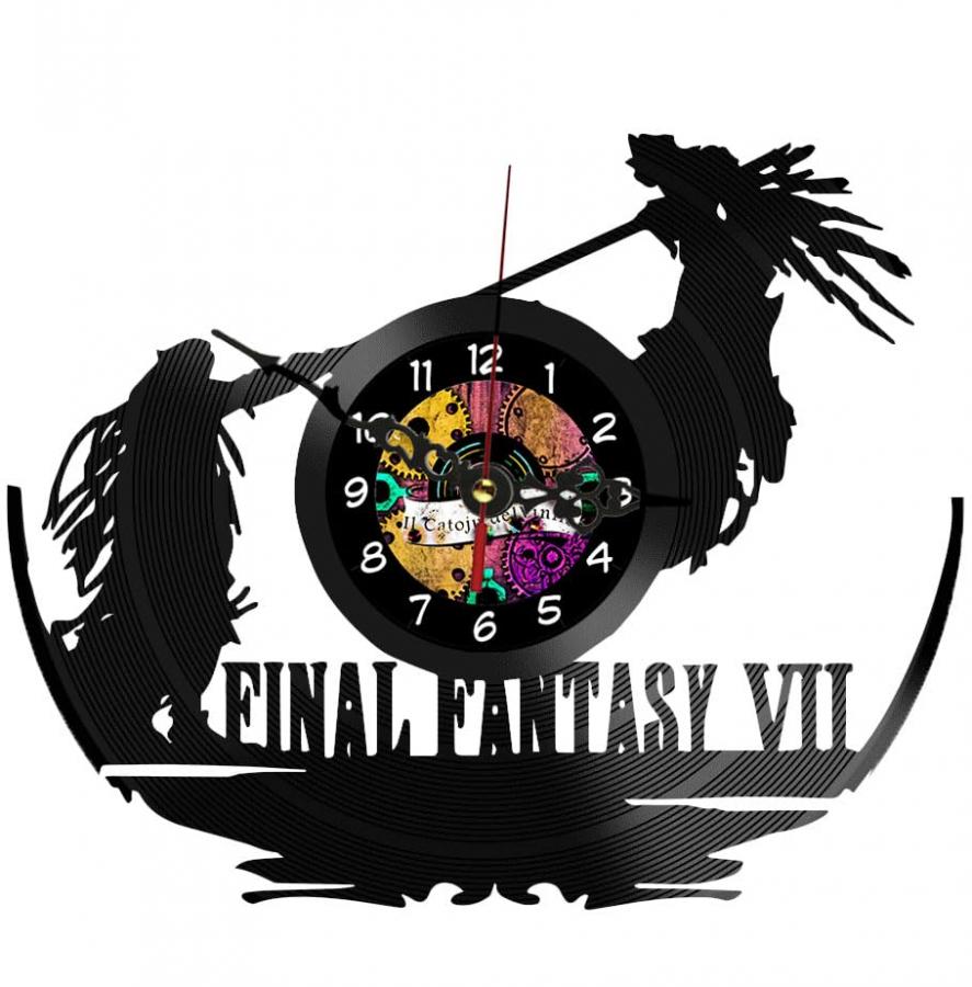 Orologio da Parete in Vinile video final fantasy, giochi arcade, infanzia, idea regalo, mmro, giochi online, giochi di carte (2.0)