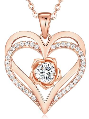 CDE Collana Donna Collana Cuore Argento 925 in Oro Rosa Gioielli Donna 4