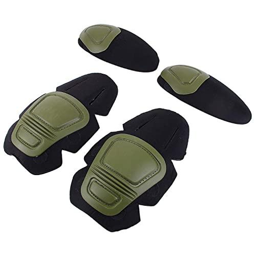 YFZCLYZAXET Tattico Ginocchiere e Gomito Protector Pad Per Paintball Airsoft Combat Uniform Militare Suit 2 Ginocchiere & 2 gomiti/set, Verde